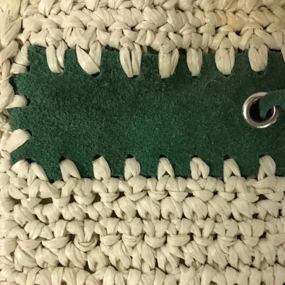 1970s Sears Woven Hippie Purse Shoulder Bag Green Suede Handbag *